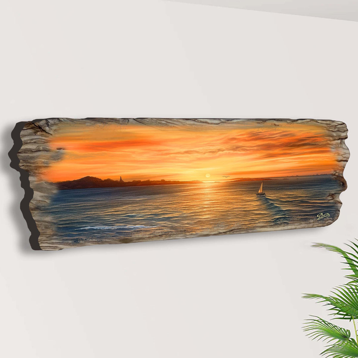 Ocean Sunset Wooden Wall Art by G. DeBrekht Coastal Decor - 8491106W