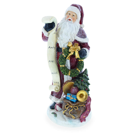 Santa Reading Christmas Gift List Figurine - Winter Holiday Decor 11.5 Inches