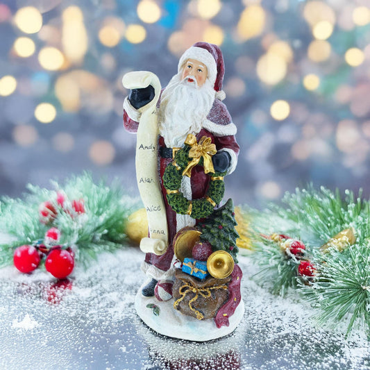 Santa Reading Christmas Gift List Figurine - Winter Holiday Decor 11.5 Inches