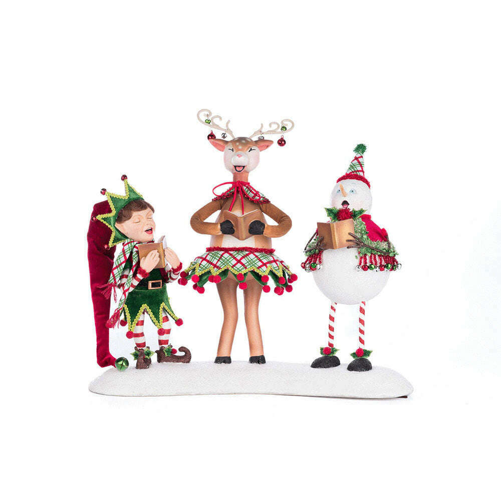 Alfie, Deerdra, And Snowy Christmas Carolers by Katherine's Collection