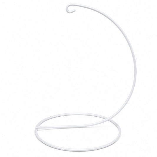 Open Frame White Painted Metal Ornament Display Stand 9.2 Inches