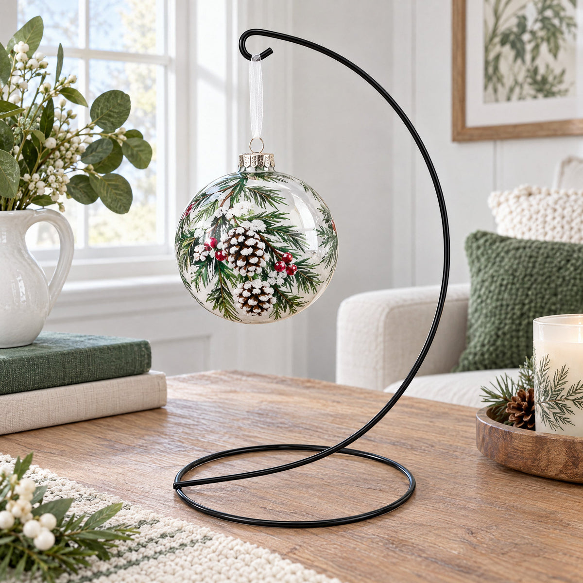 Open Frame Black Painted Metal Ornament Display Stand 9.2 Inches