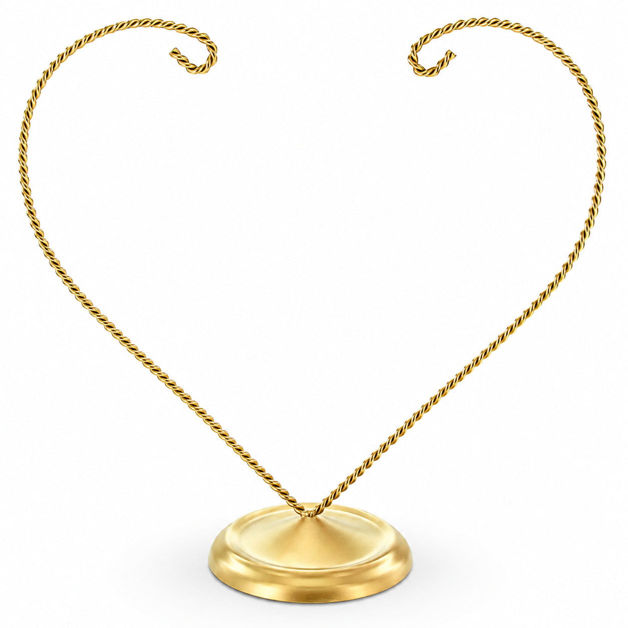 Open-Top Heart Twisted Gold Metal Ornament Display Stand 9 Inches