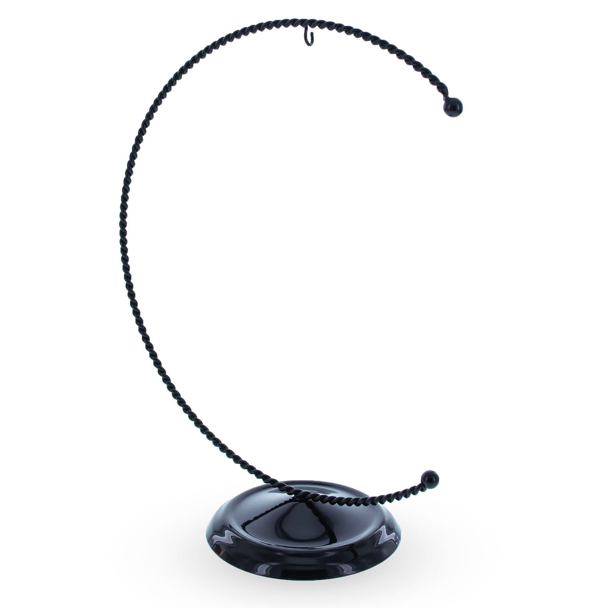 Crescent Moon Twisted Black Painted Metal Ornament Display Stand 9 Inches (Poland)