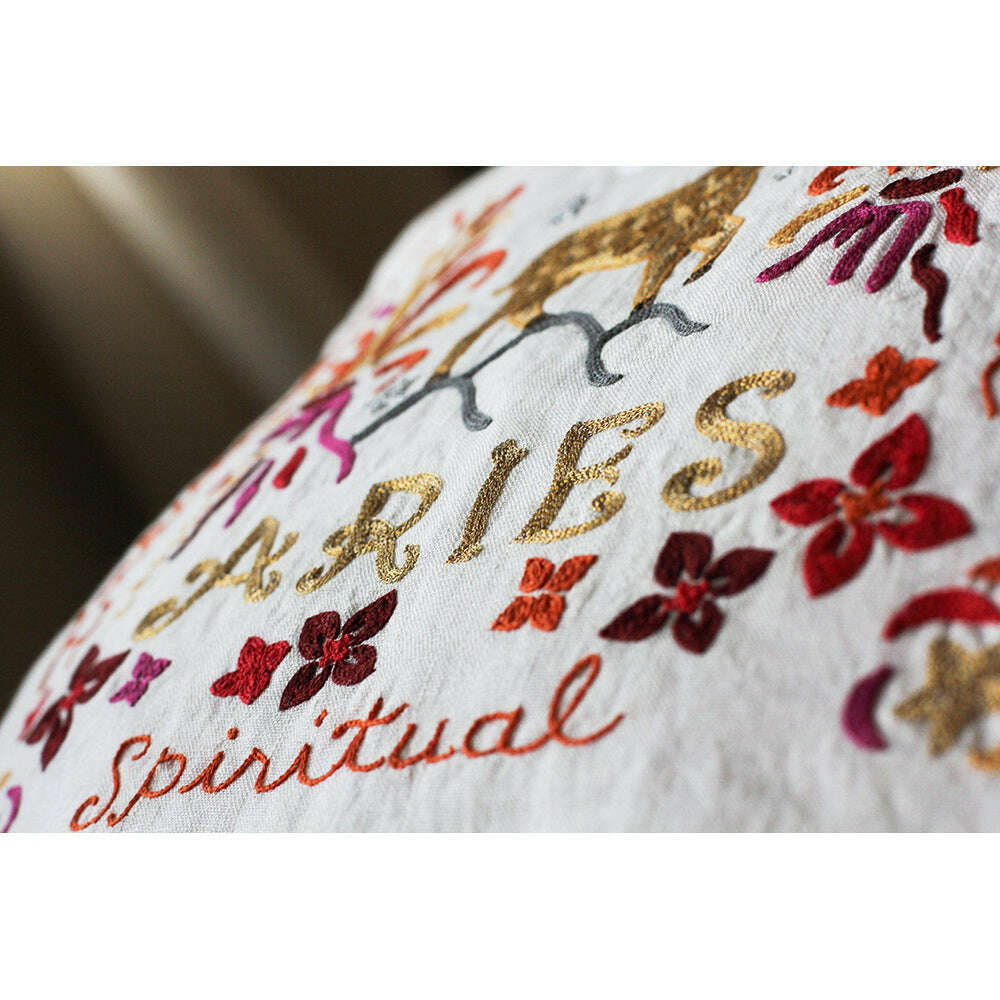 Aries Astrology Hand-Embroidered Pillow by Cat Studio