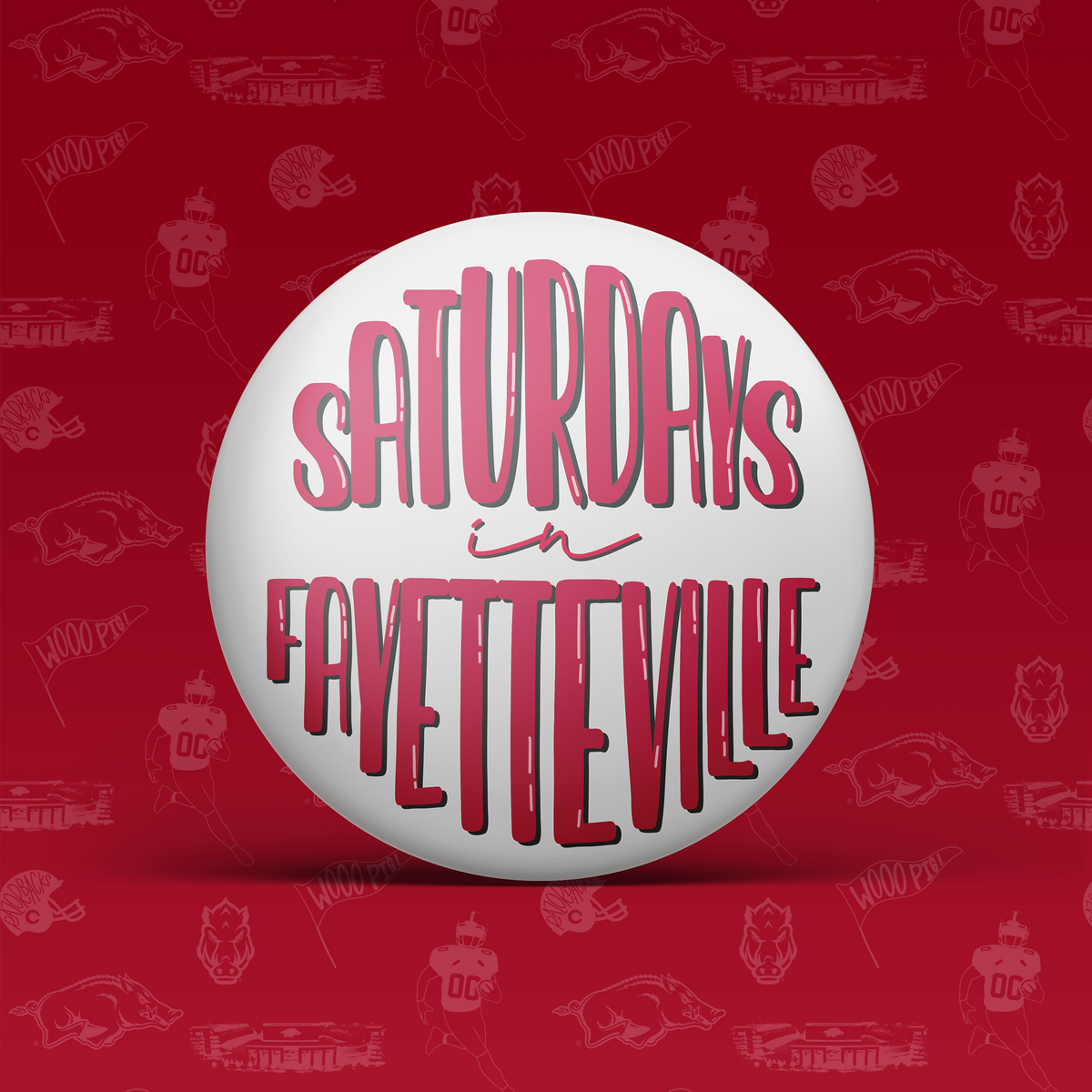 a white circle with red text on it