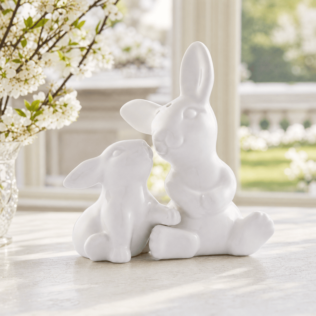 Porcelain Mother and Son Bunny Salt and Pepper