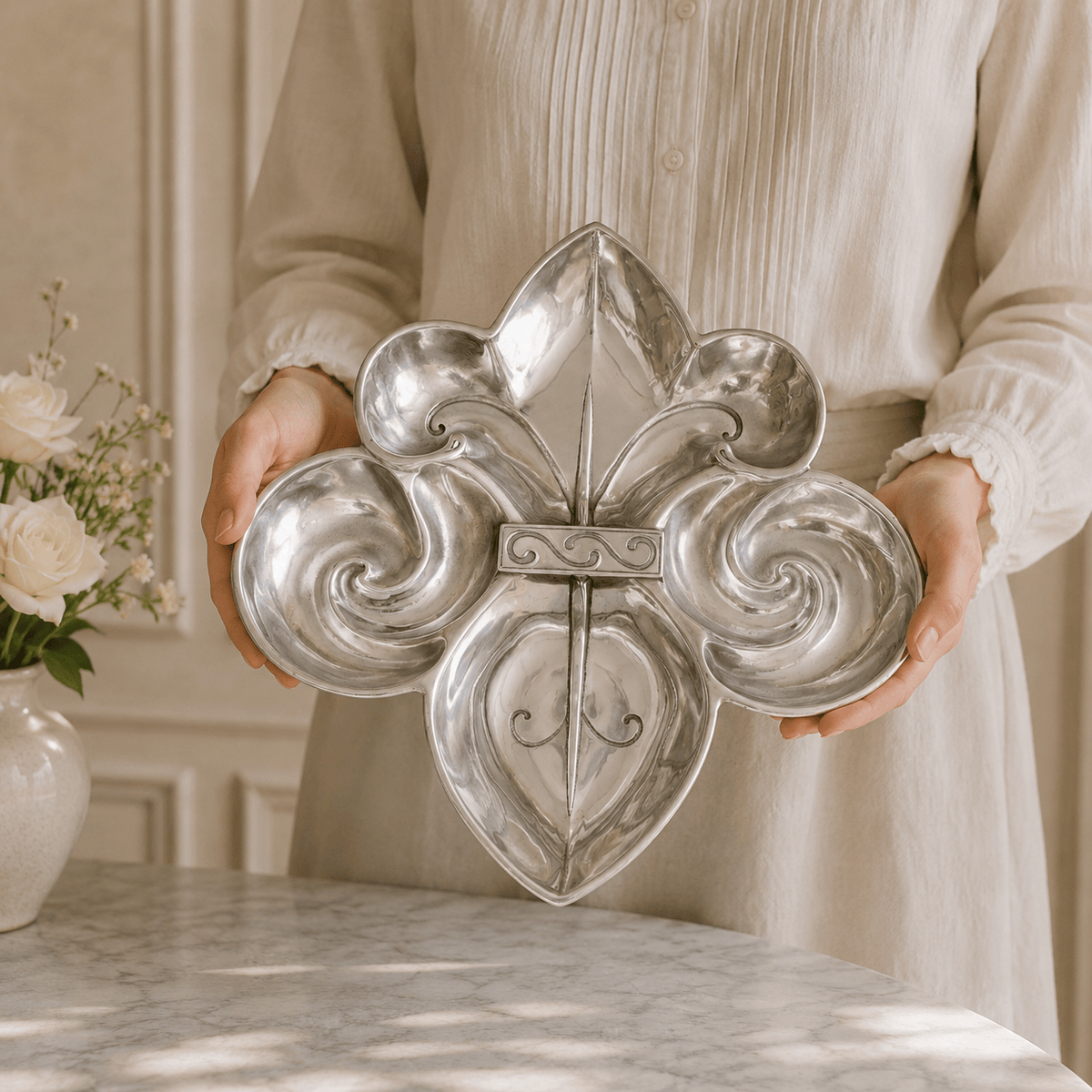 Fleur De Lis Serving Bowl 4 Compartment