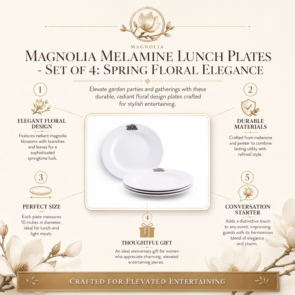Magnolia Melamine Lunch Plates - Set of 4