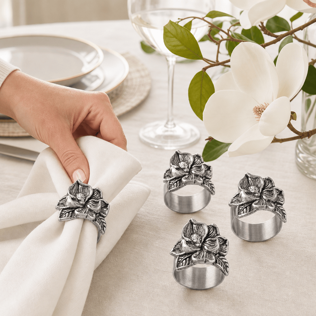 Magnolia Napkin Rings - set of 4