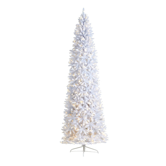 a white christmas tree with lights