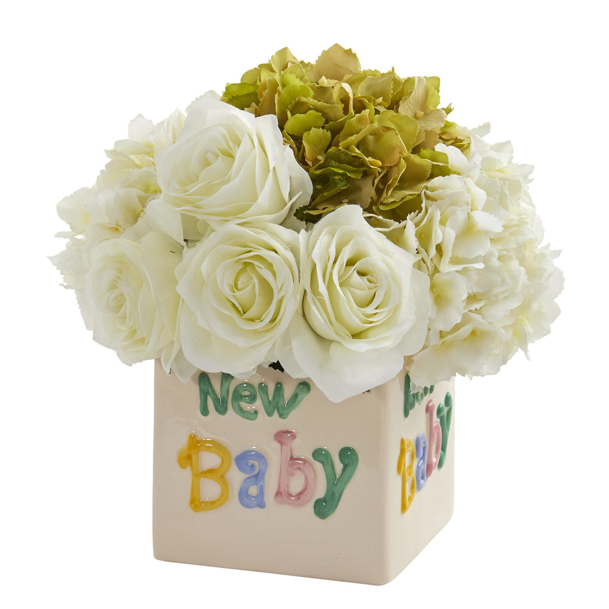 a white and yellow flowers in a square vase