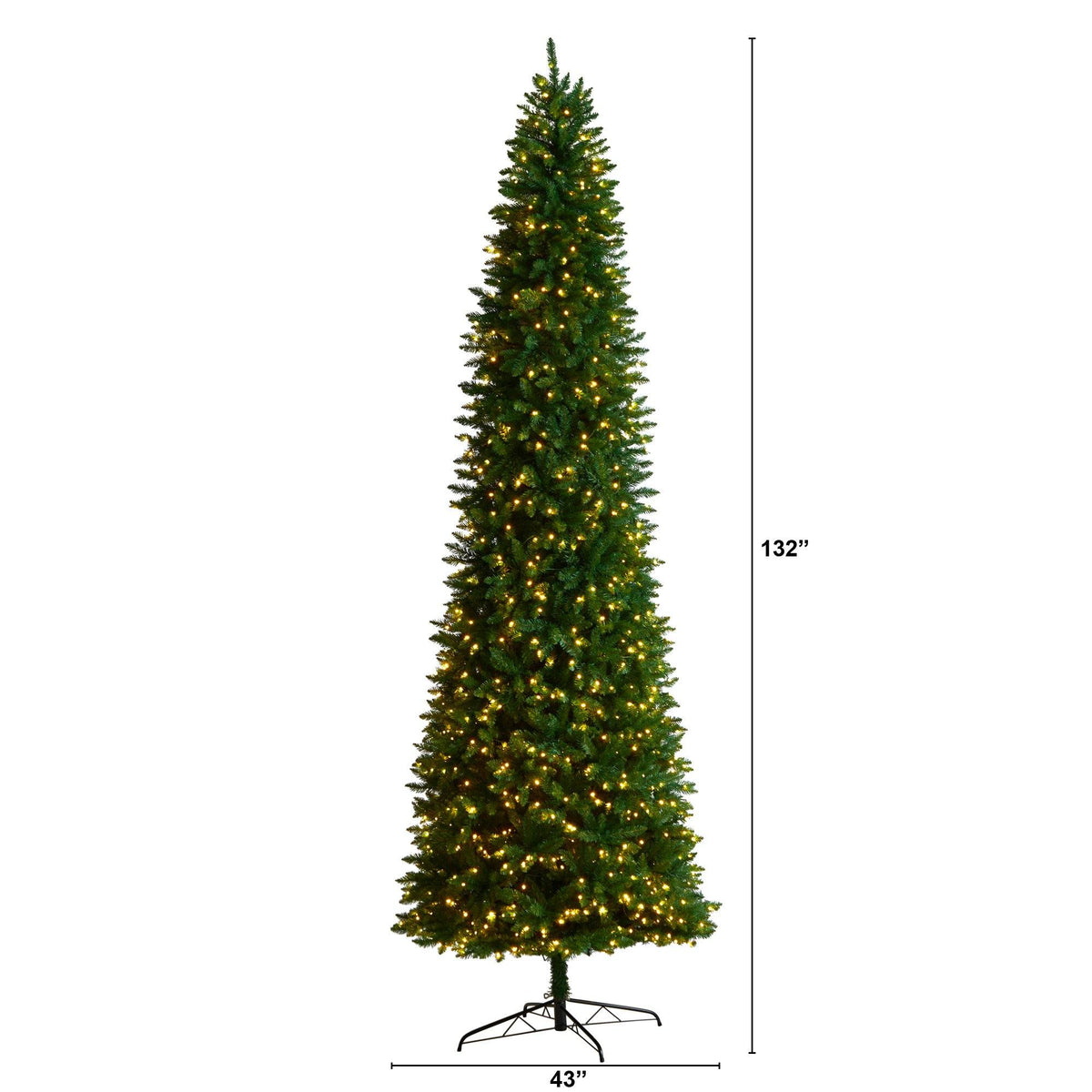 a tall christmas tree with lights