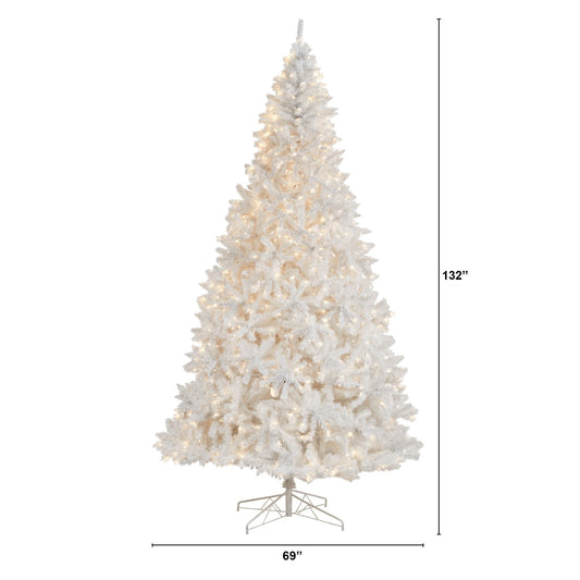 a white christmas tree with lights