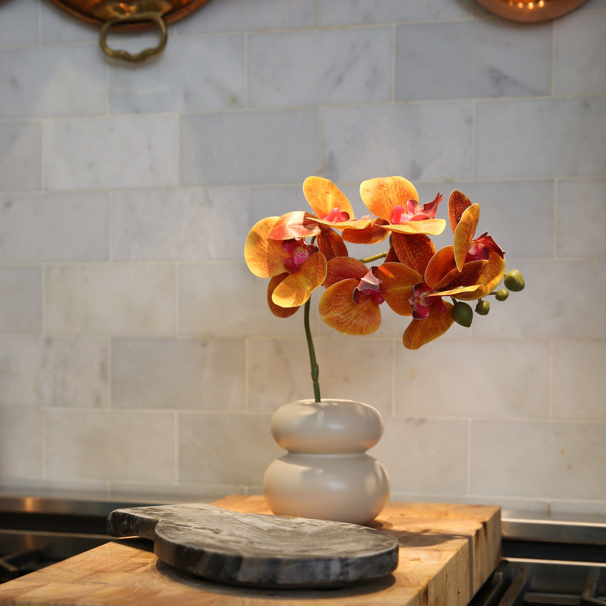 11.5” Artificial Real Touch Phalaenopsis Orchid Arrangement with Vase