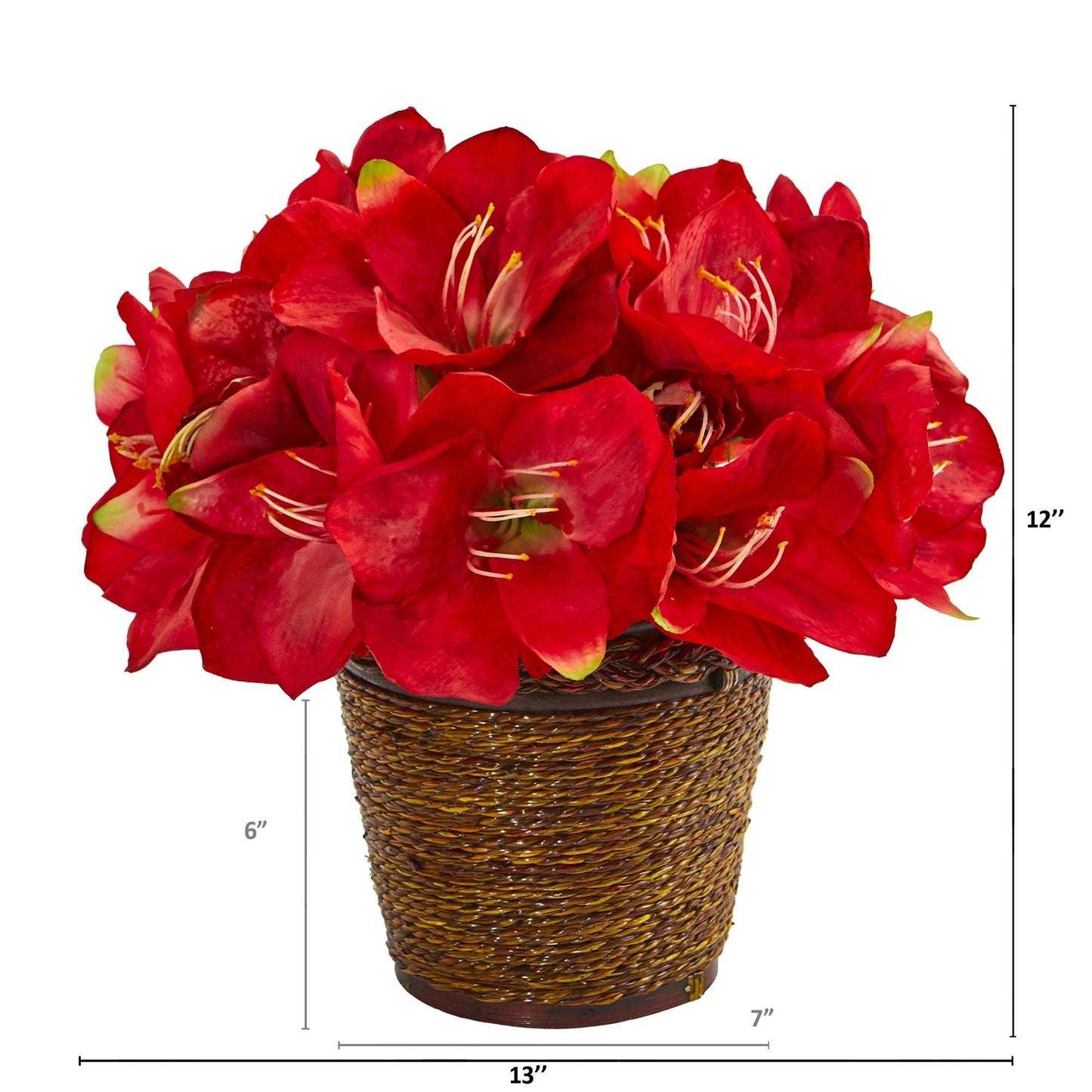 12” Amaryllis Artificial Arrangement in Basket