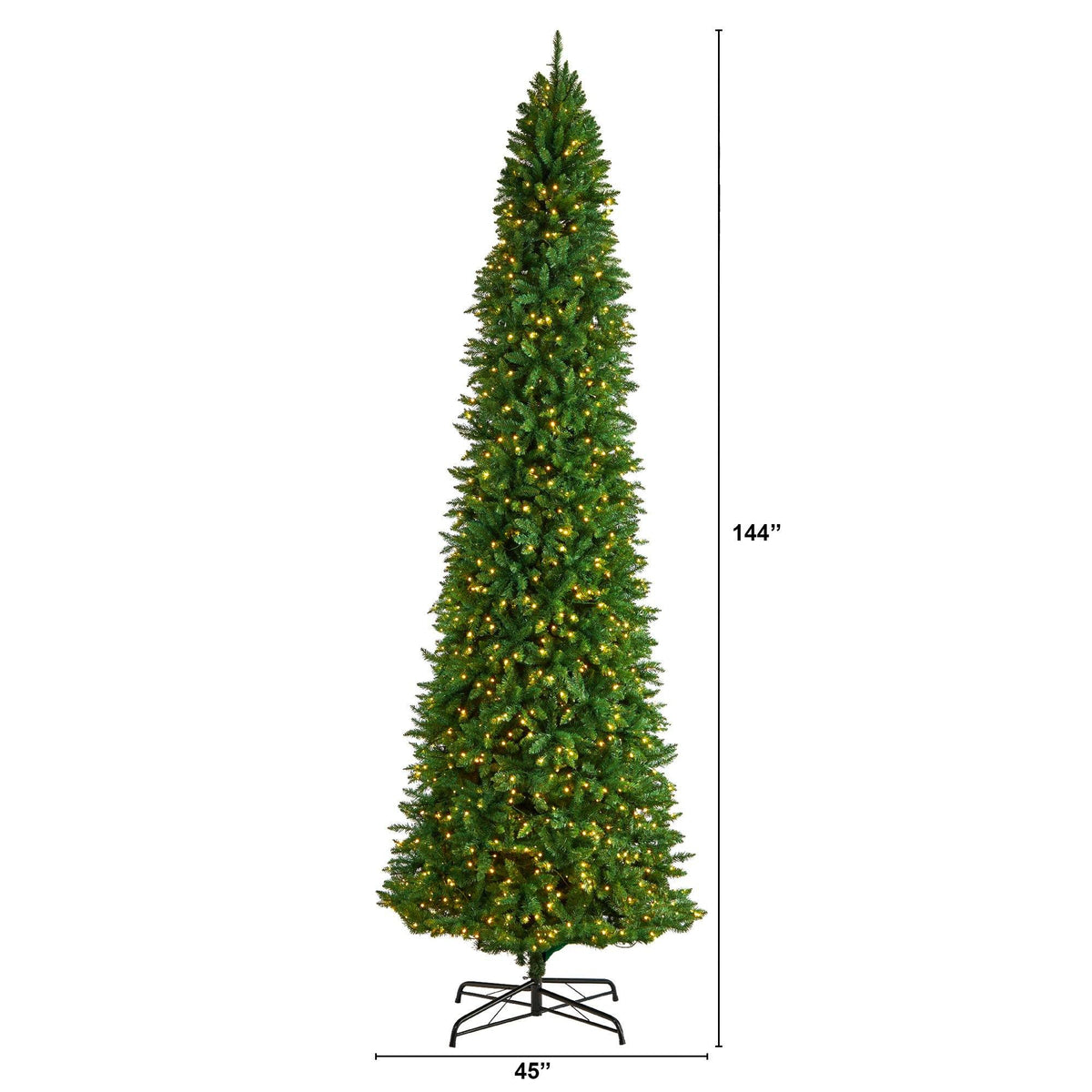 a tall christmas tree with lights