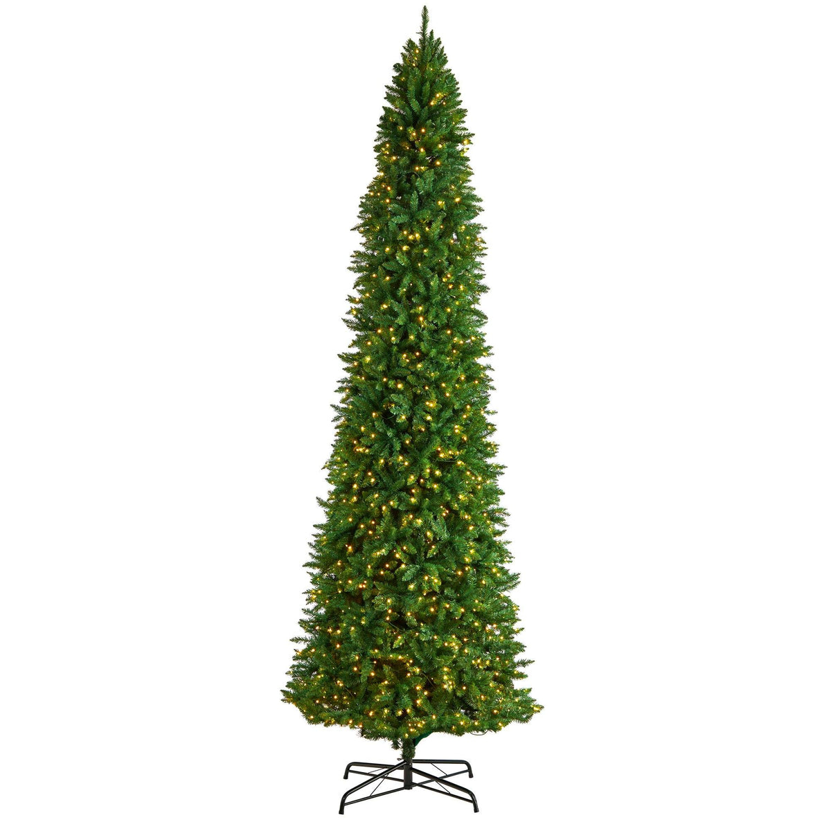 a tall christmas tree with lights