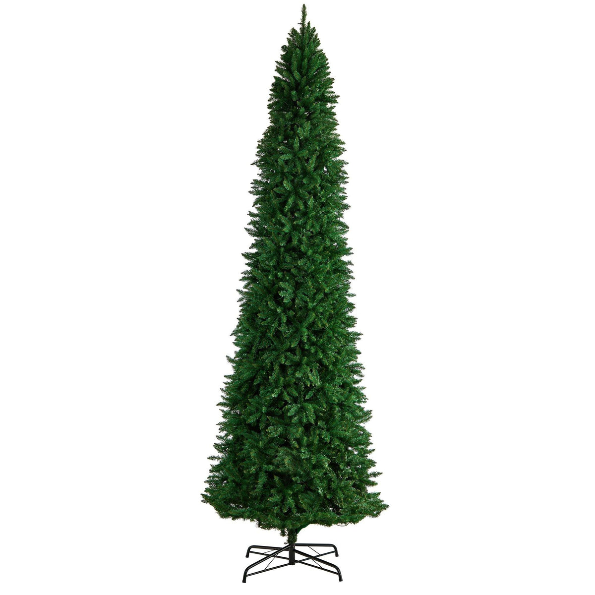 a tall christmas tree with a white background