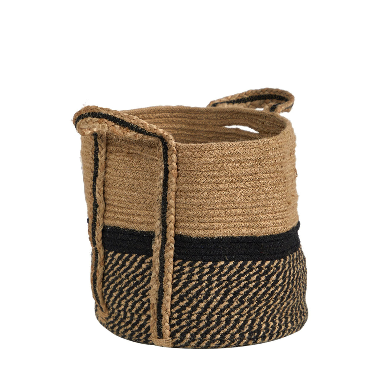 a woven basket with handles