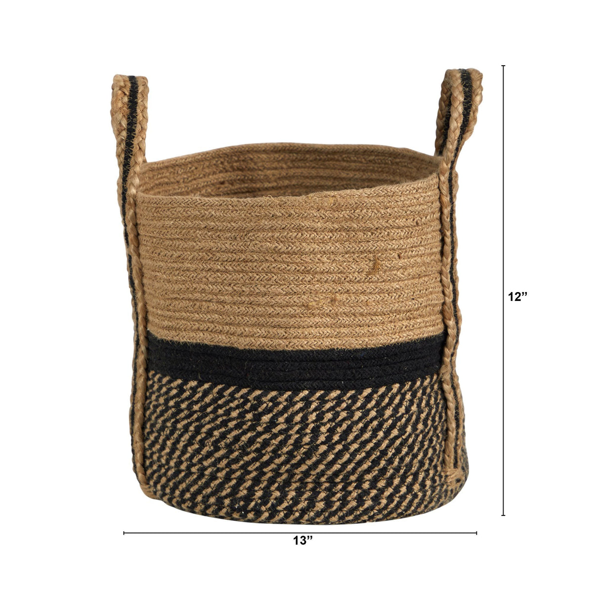 a basket with a black stripe