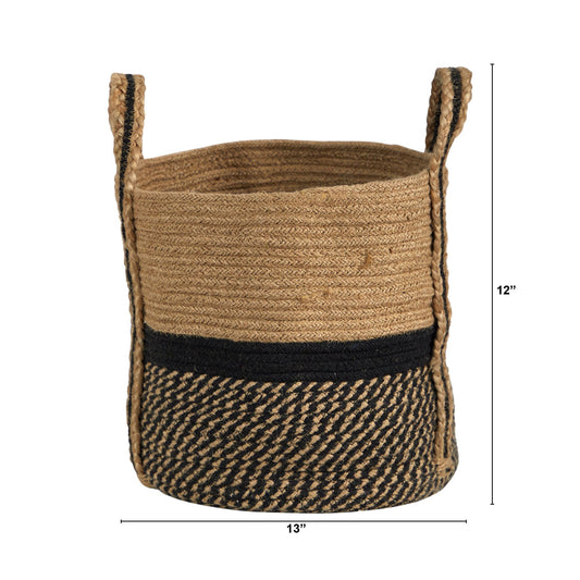 a basket with a black stripe