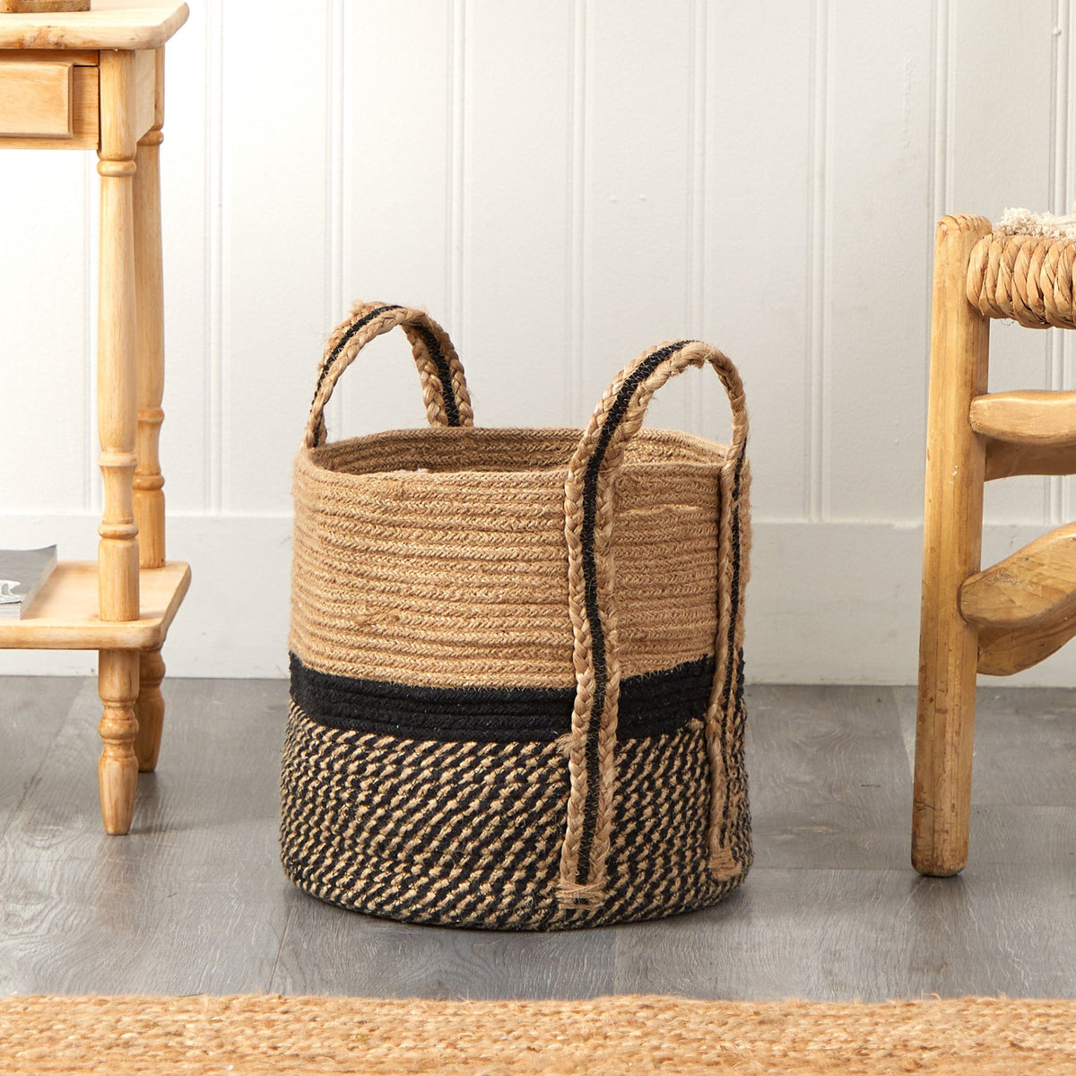a basket on the floor