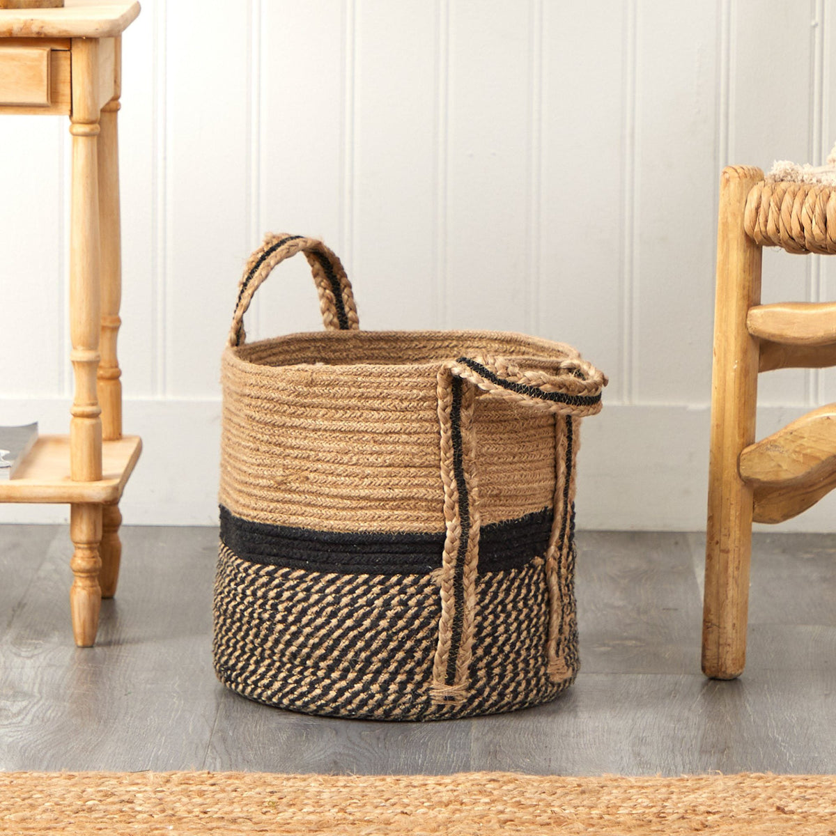 a basket on the floor
