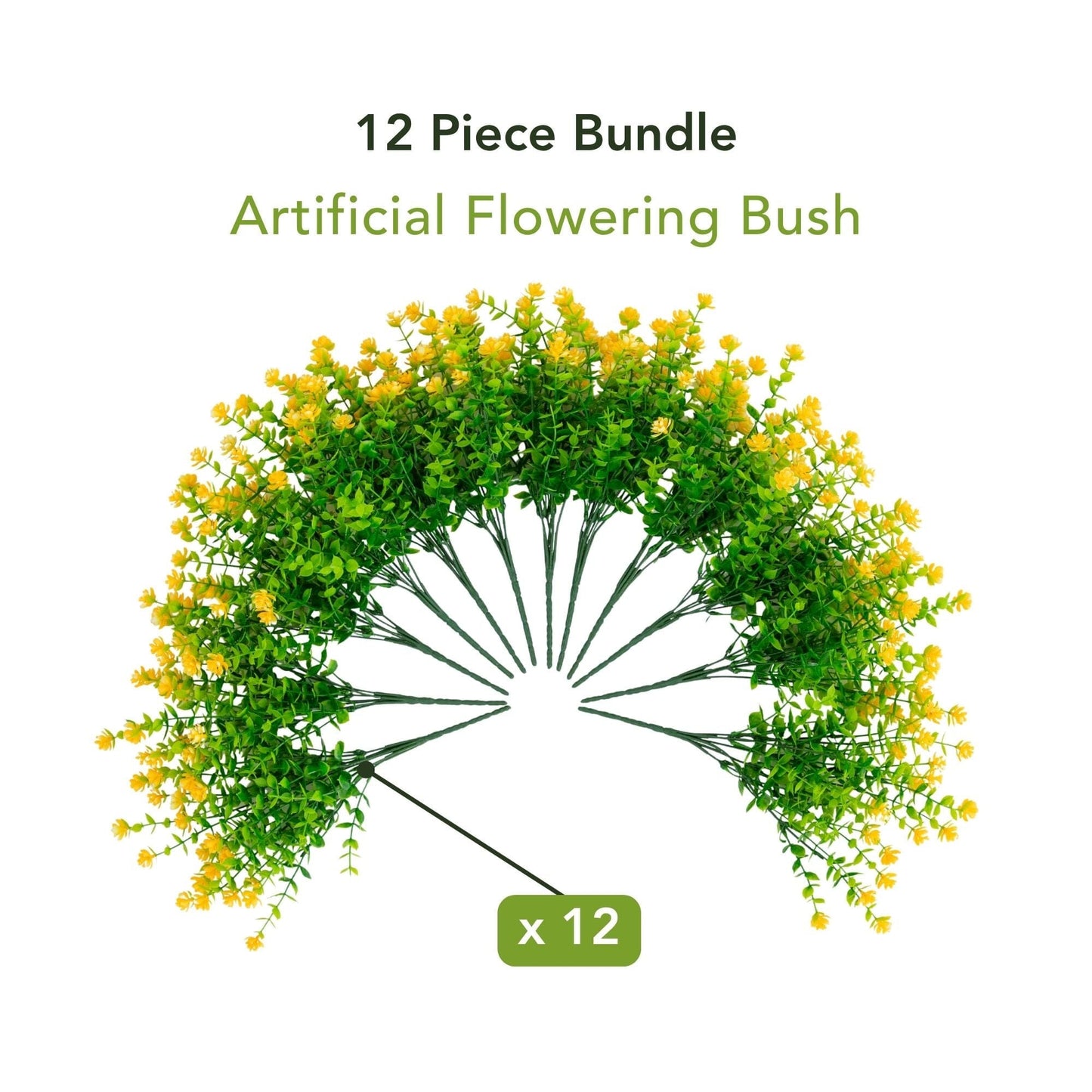 13" UV Resistant Artificial Flowering Mini Rose Bush (Indoor/Outdoor) - Set of 12