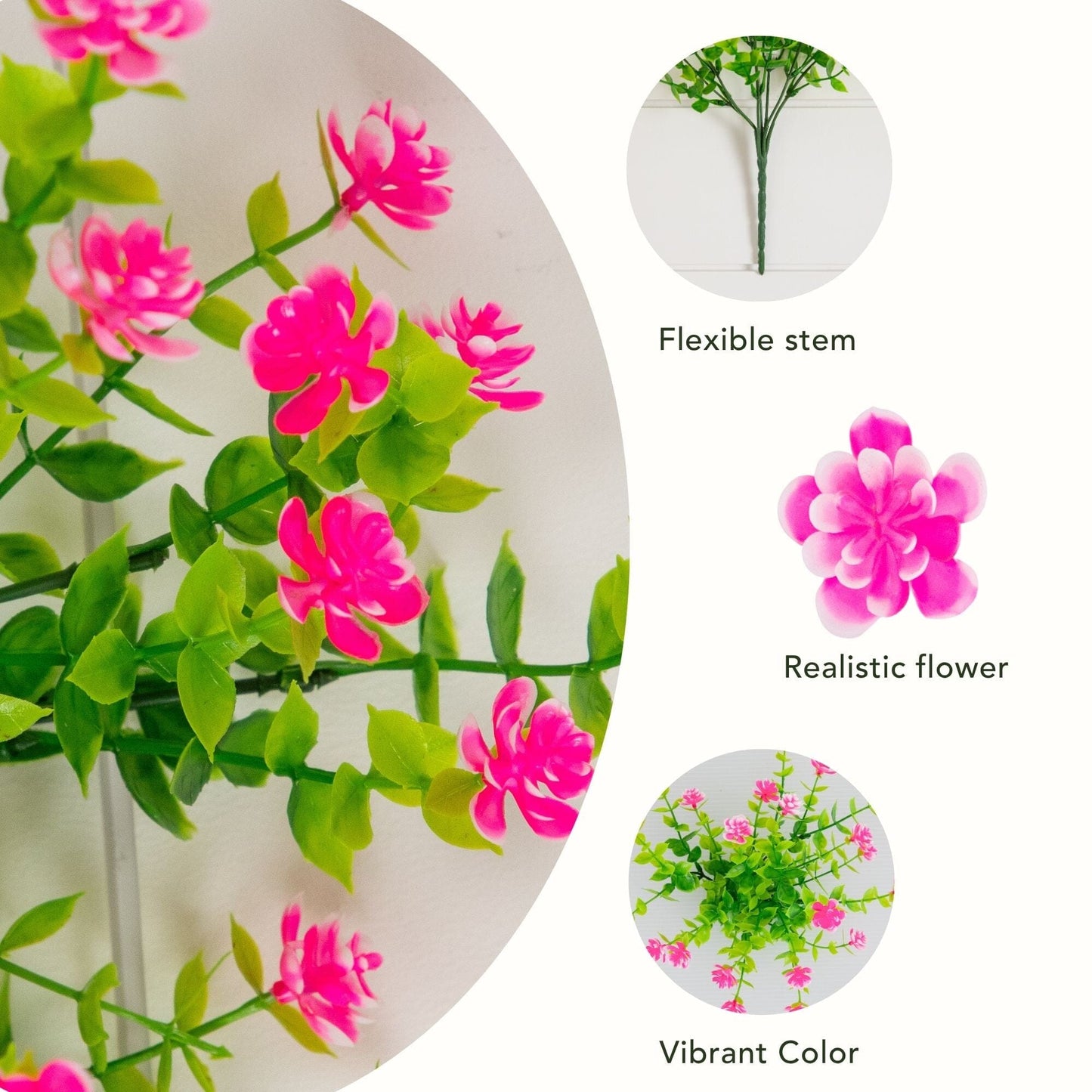 13" UV Resistant Artificial Flowering Mini Rose Bush (Indoor/Outdoor) - Set of 12