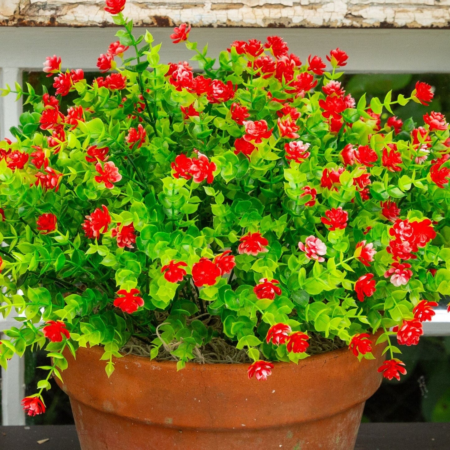 13" UV Resistant Artificial Flowering Mini Rose Bush (Indoor/Outdoor) - Set of 12