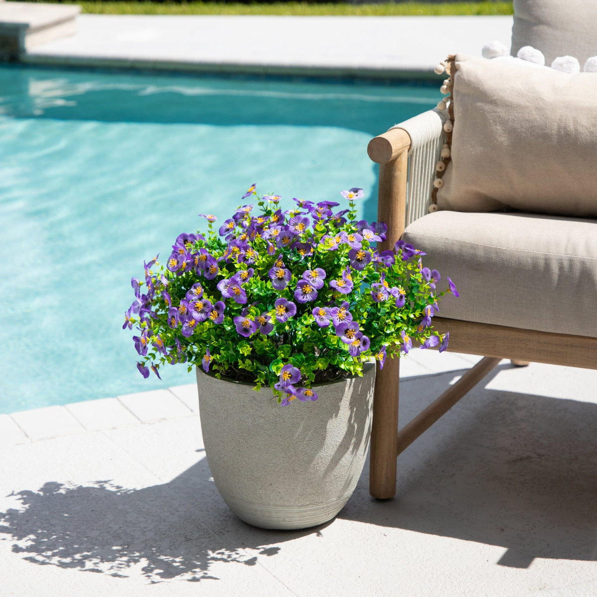 13in. UV Resistant Artificial Pansy Bush (Indoor/Outdoor) - Set of 12