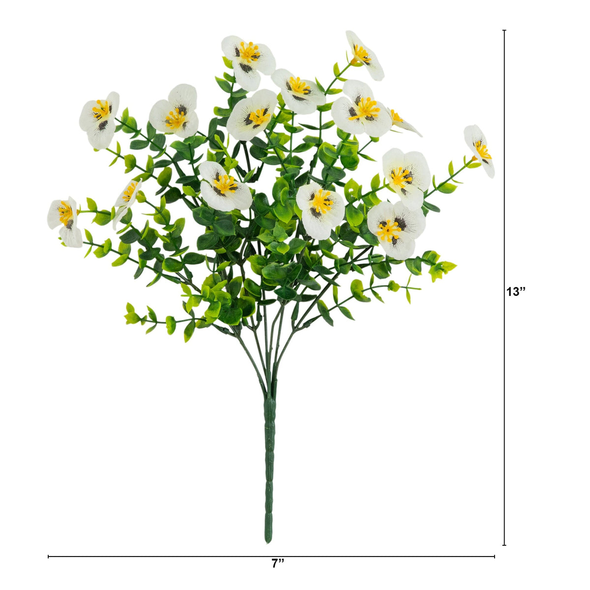 13in. UV Resistant Artificial Pansy Bush (Indoor/Outdoor) - Set of 12