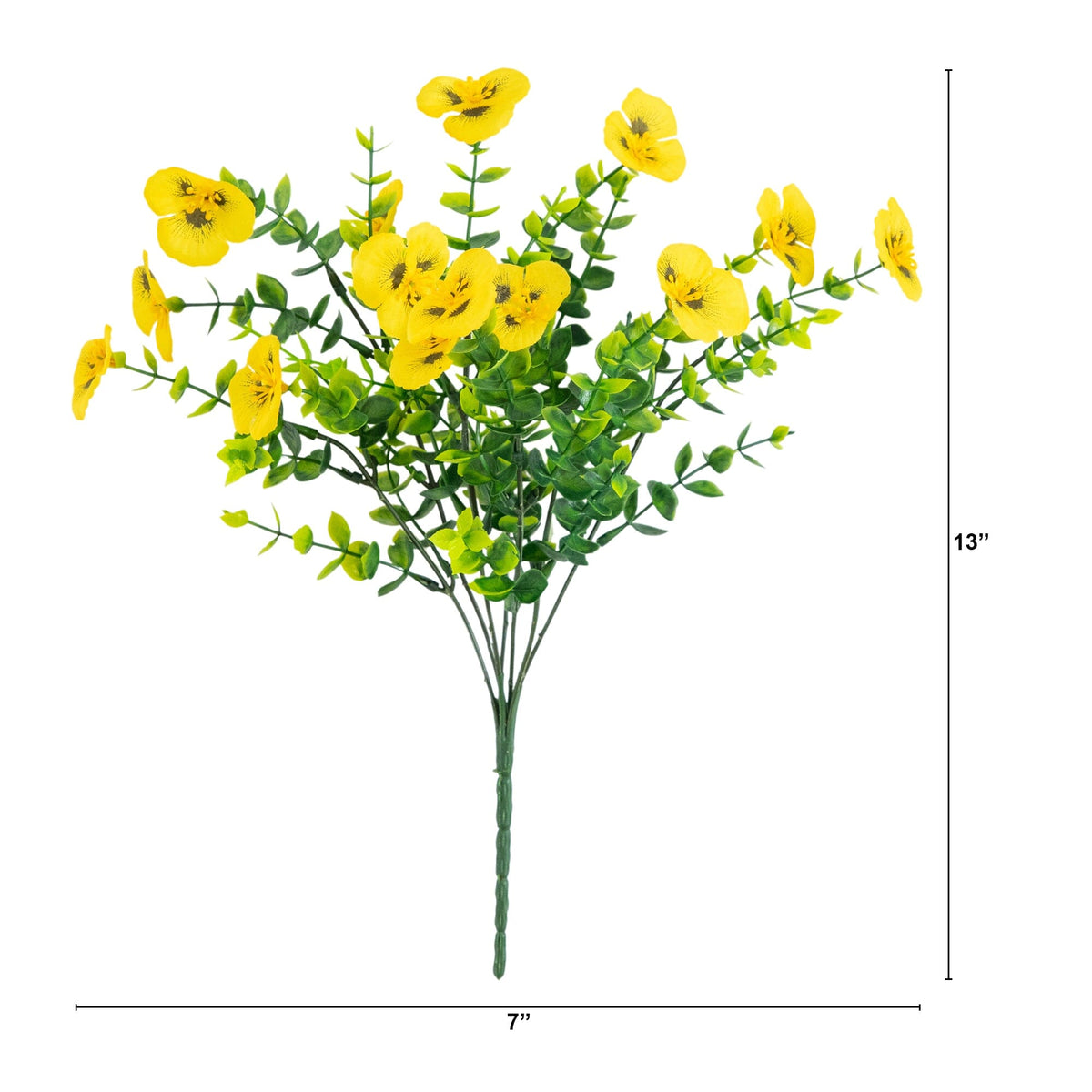 13in. UV Resistant Artificial Pansy Bush (Indoor/Outdoor) - Set of 12