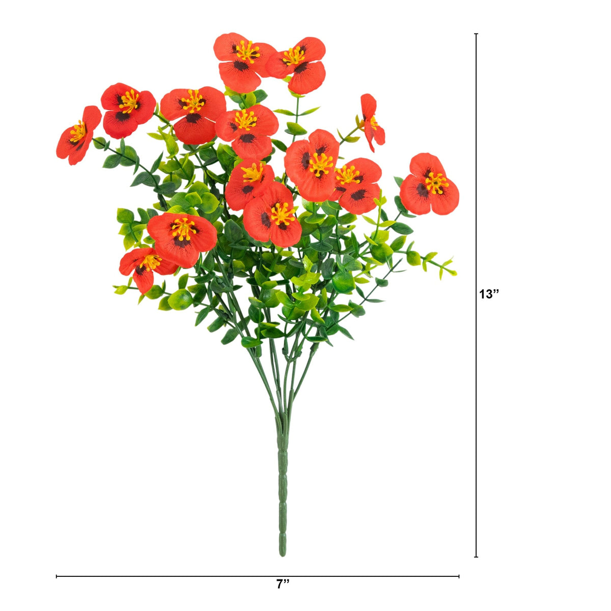 13in. UV Resistant Artificial Pansy Bush (Indoor/Outdoor) - Set of 12