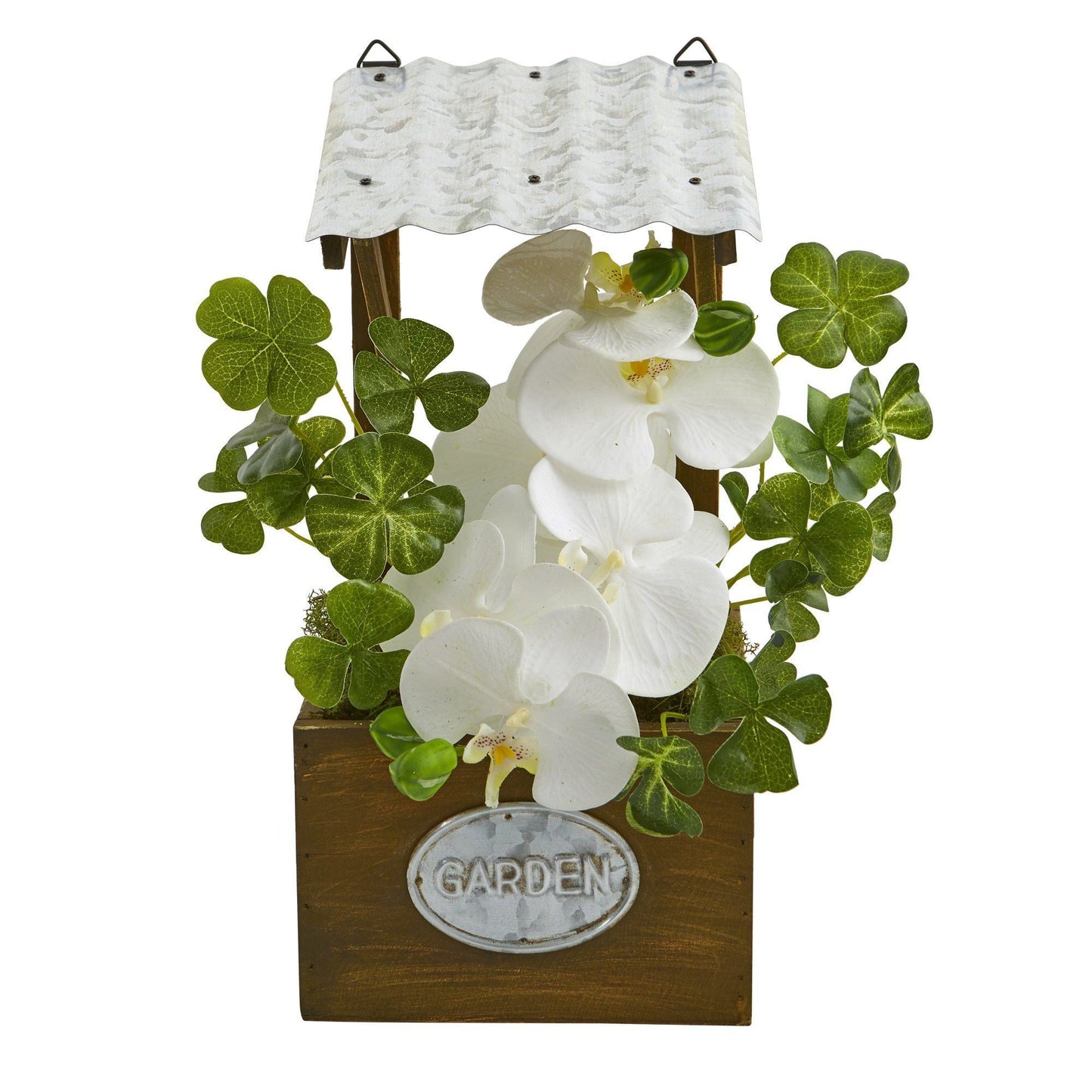 14” Phalaenopsis Orchid Artificial Plant in Tin Roof Planter