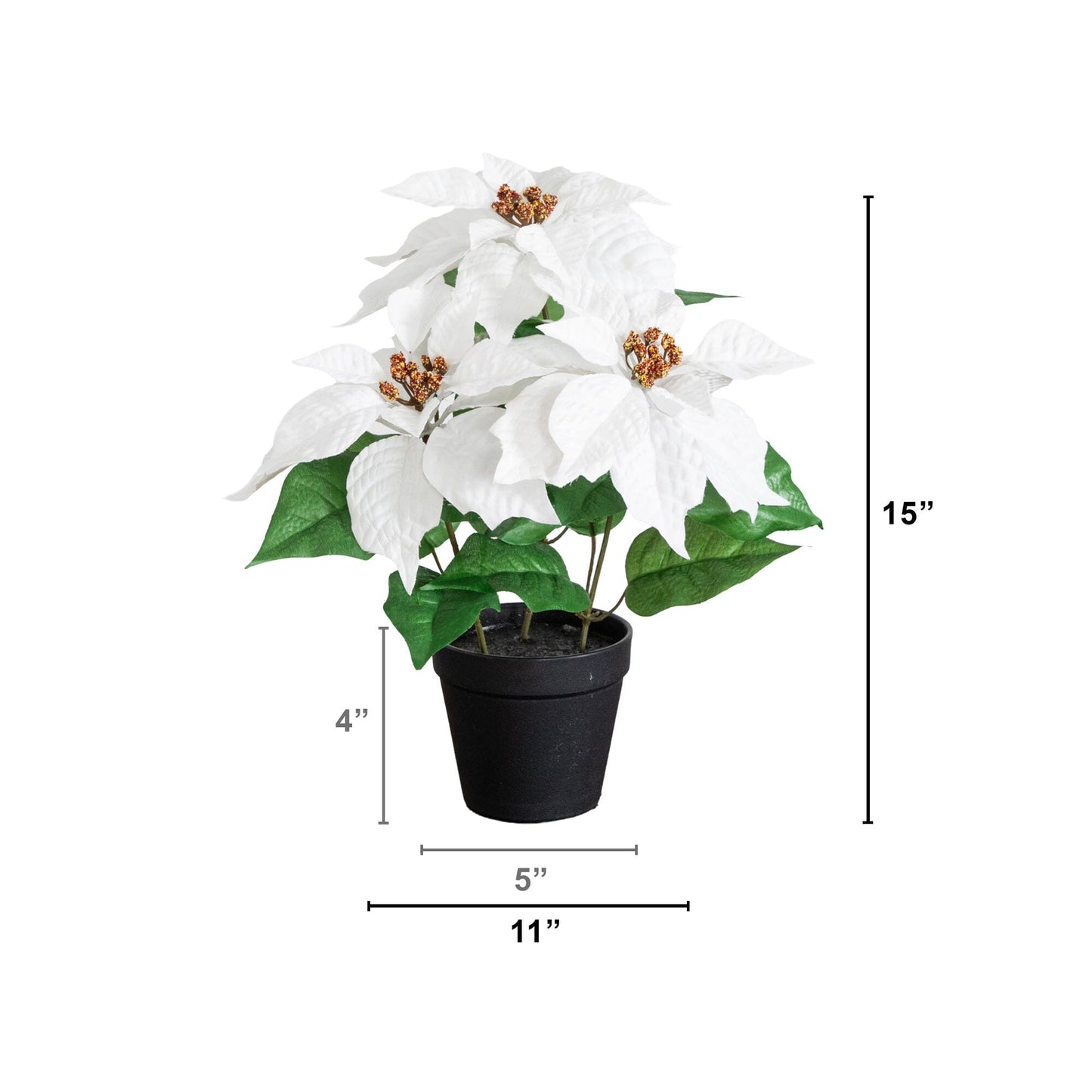15" Artificial Poinsettia Plant - Set of 2