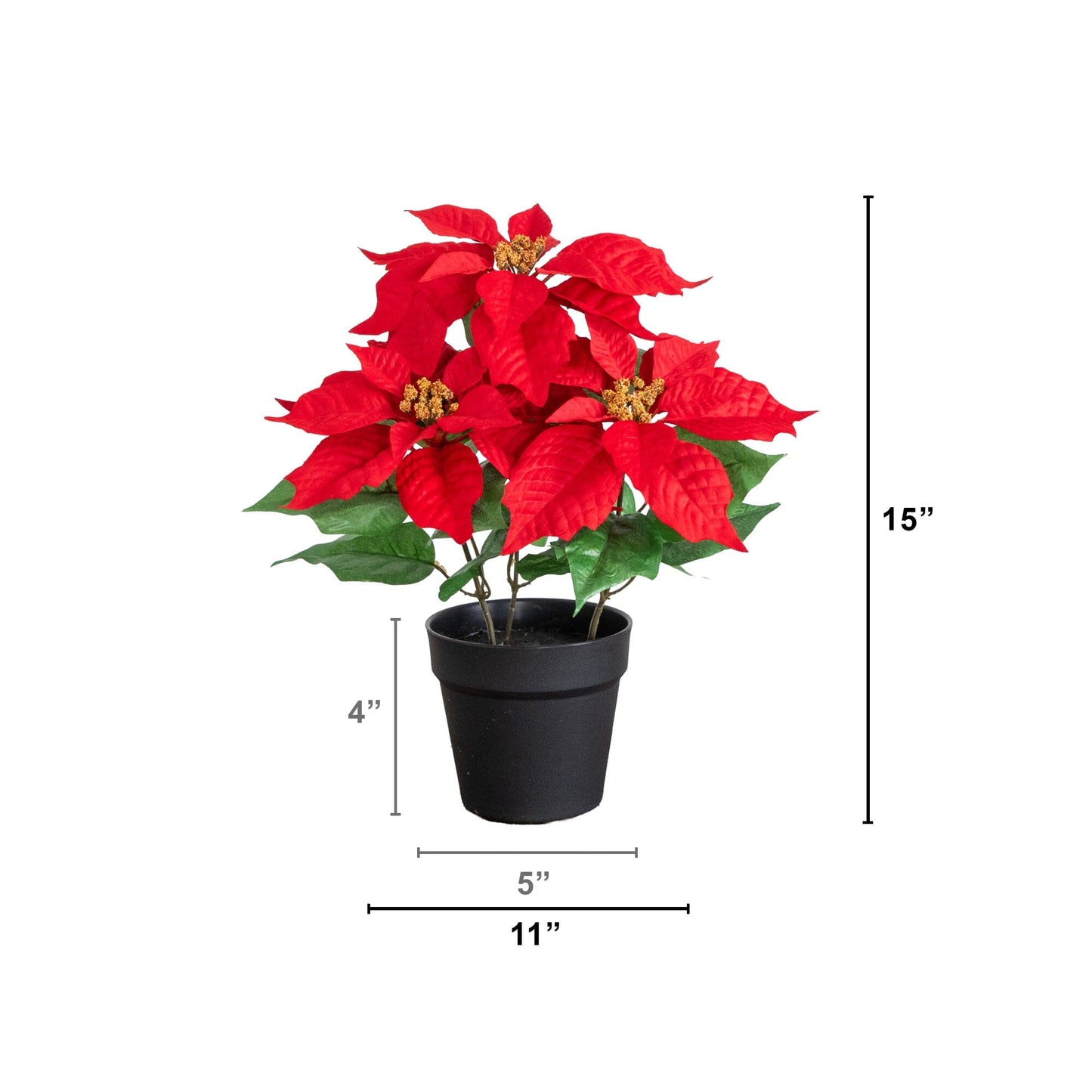 15" Artificial Poinsettia Plant - Set of 2
