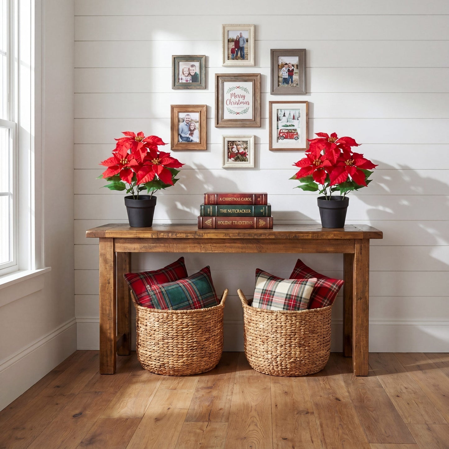 15" Artificial Poinsettia Plant - Set of 2