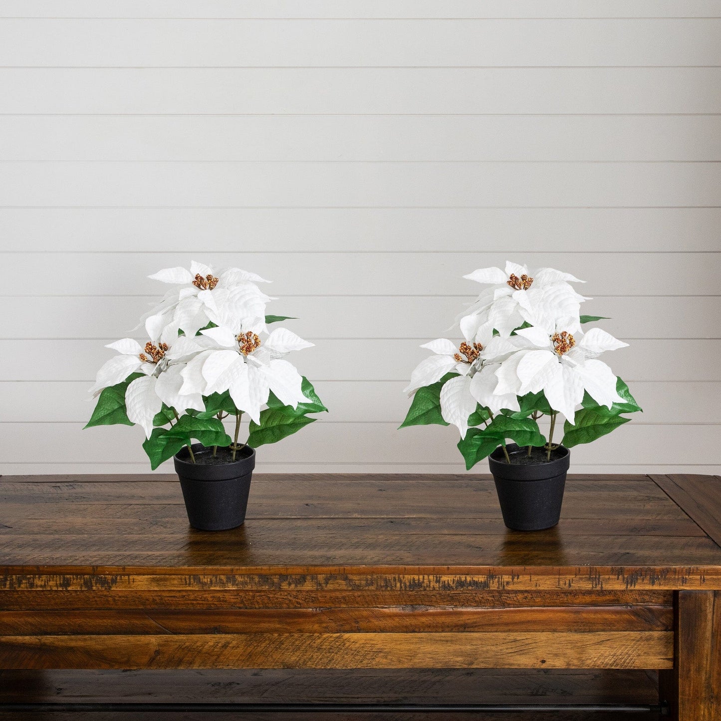 15" Artificial Poinsettia Plant - Set of 2