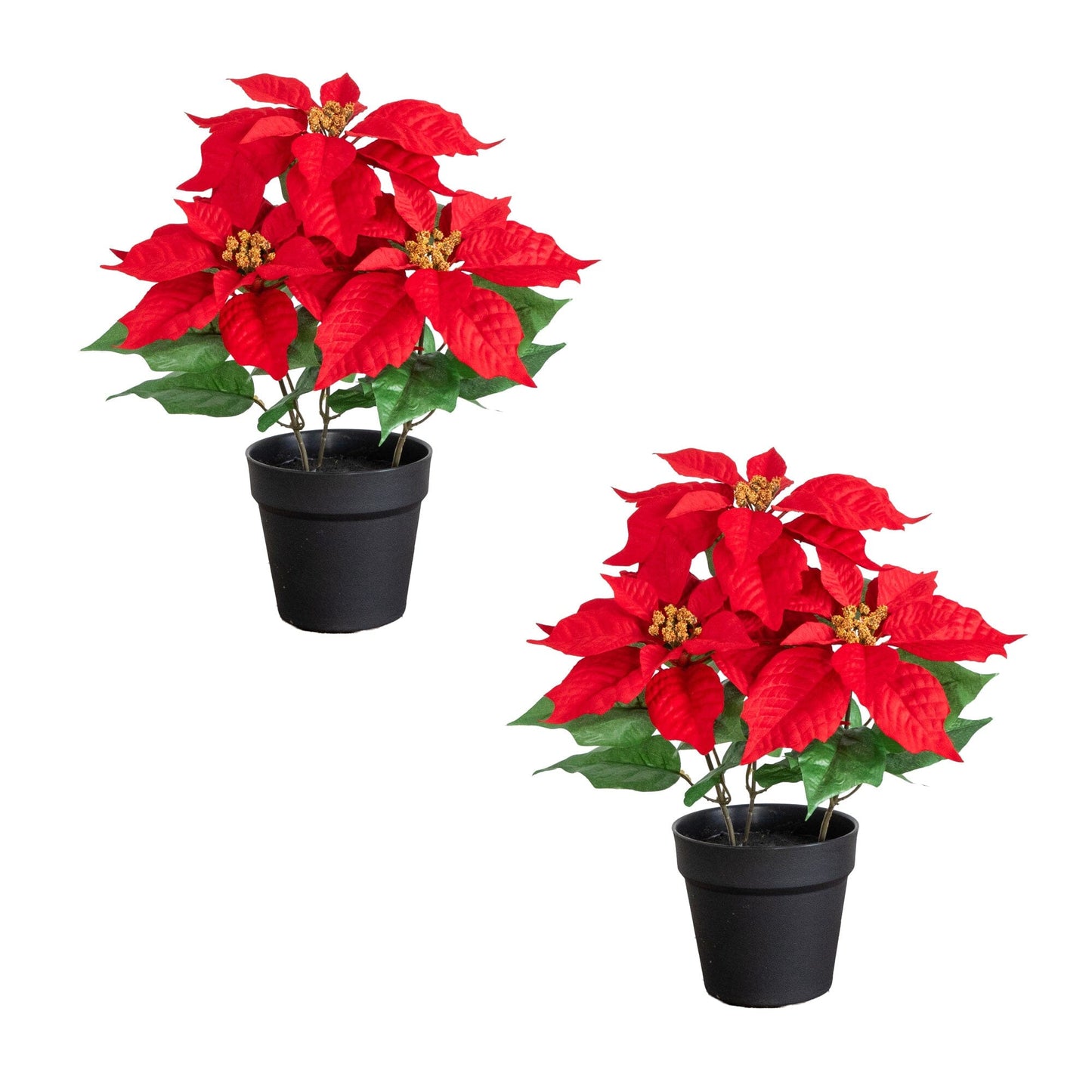 15" Artificial Poinsettia Plant - Set of 2