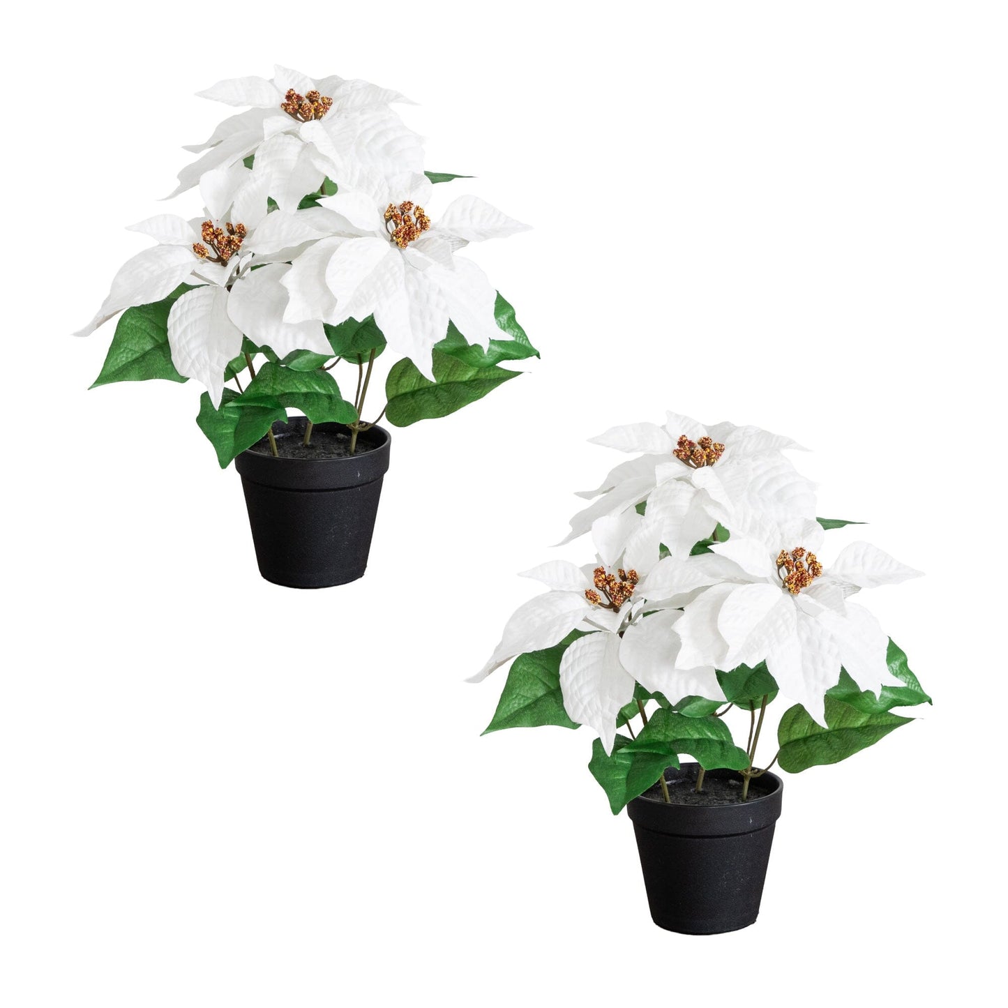 15" Artificial Poinsettia Plant - Set of 2