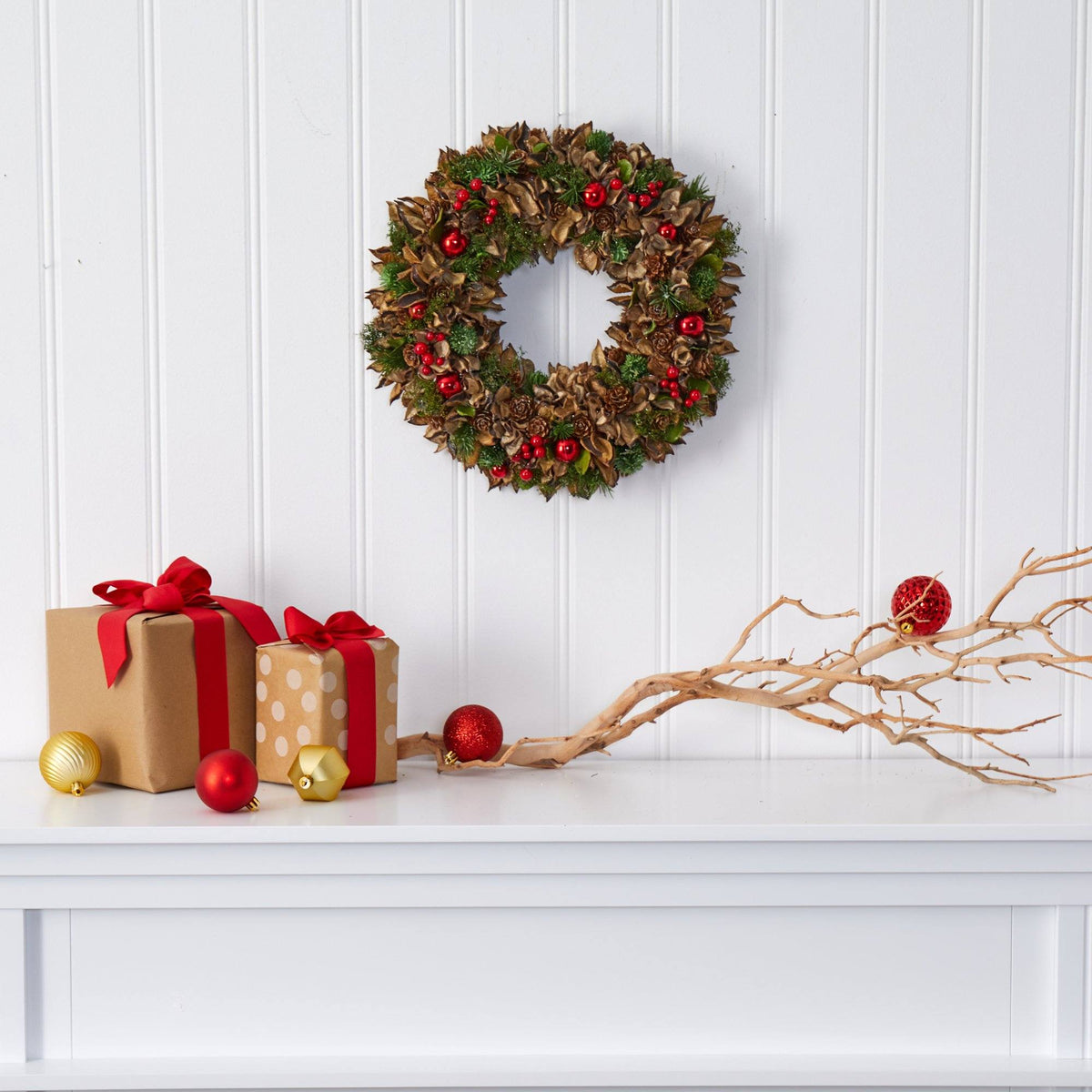 a wreath on a wall