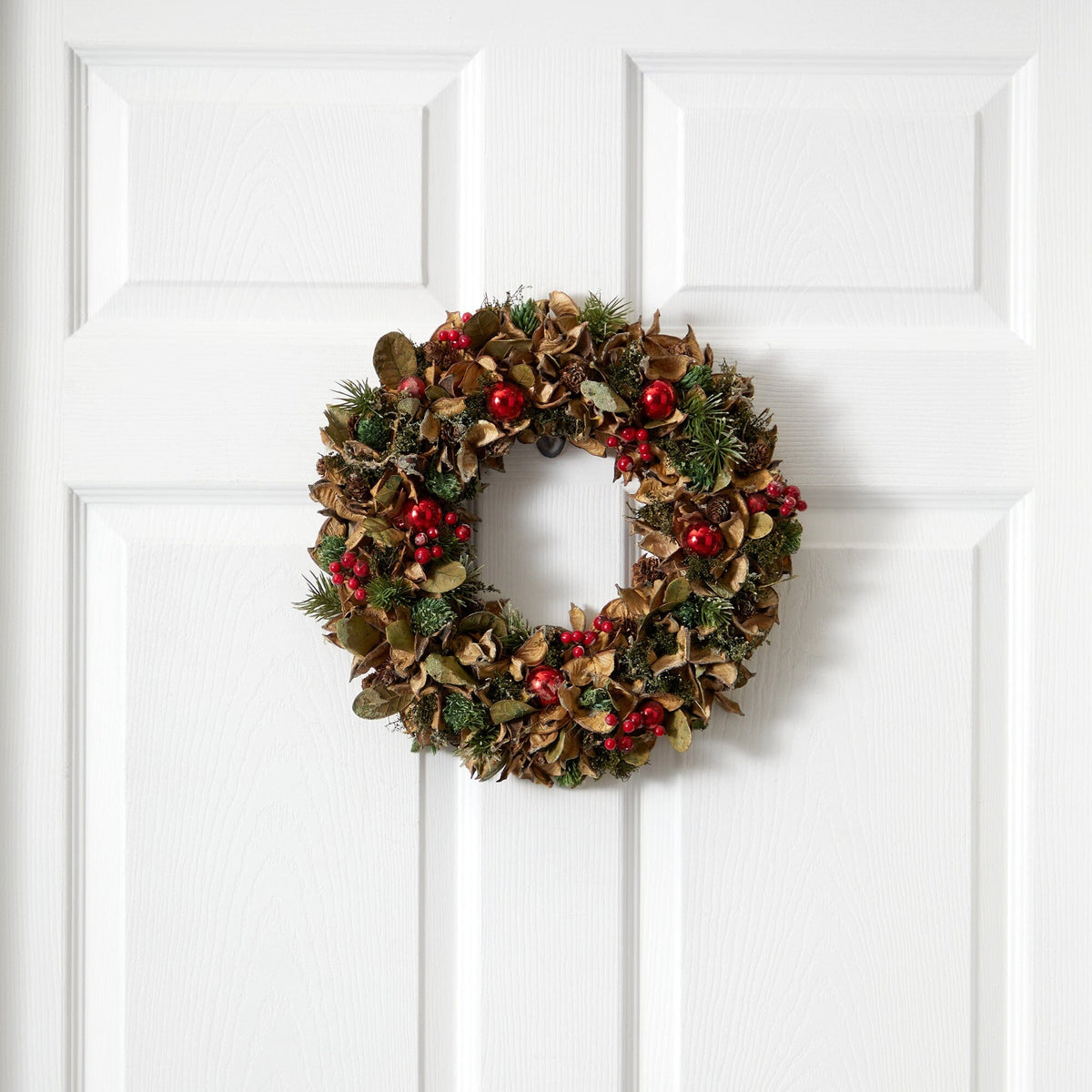 a wreath on a door