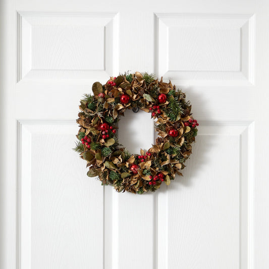 a wreath on a door