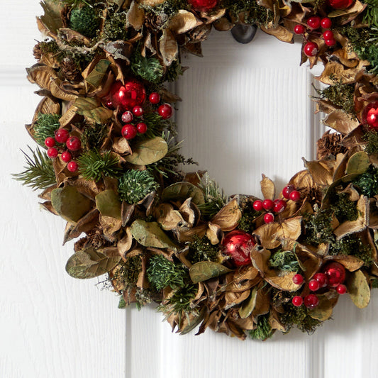 a wreath on a door