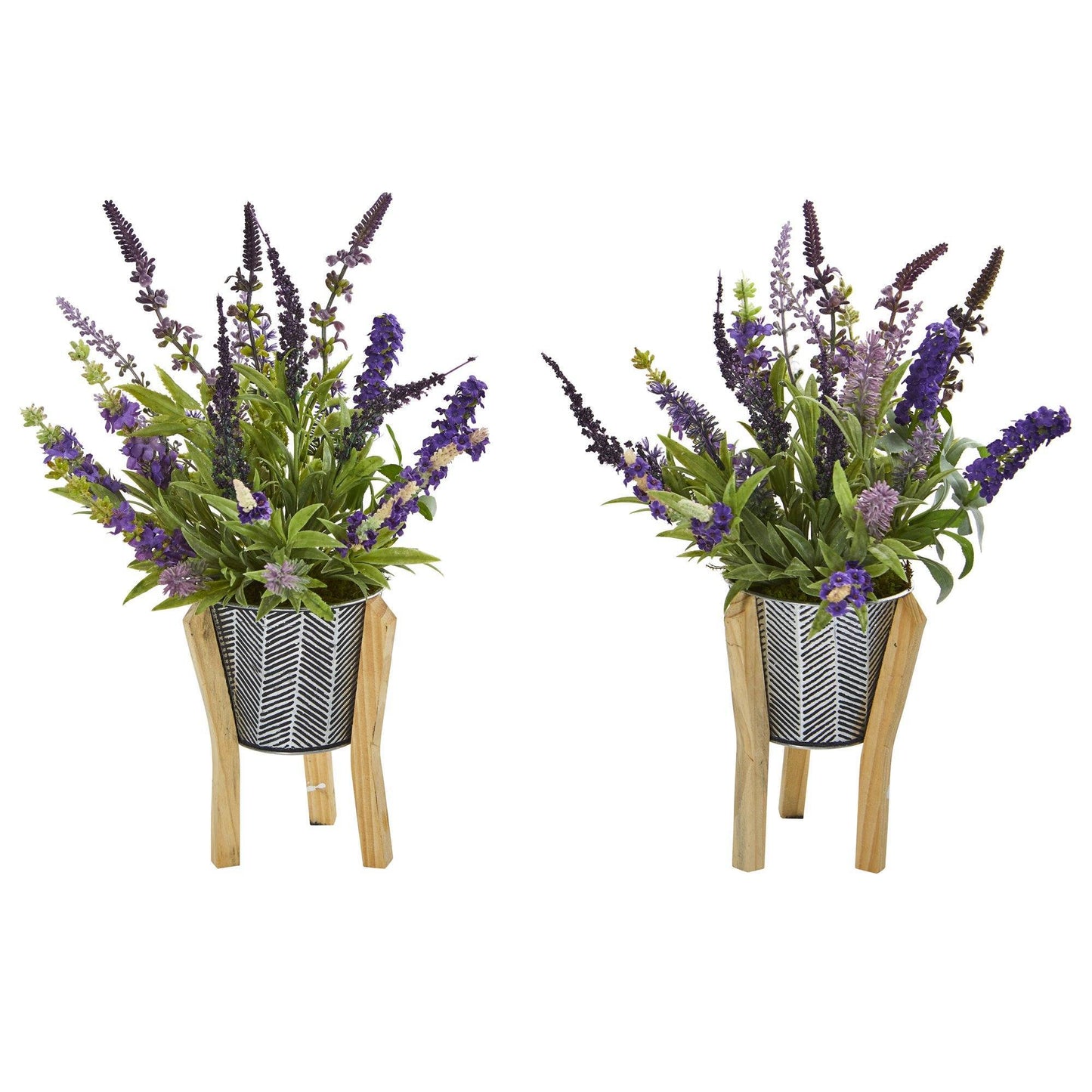 16” Lavender Artificial Plant in Tin Planter with Legs (Set of 2)