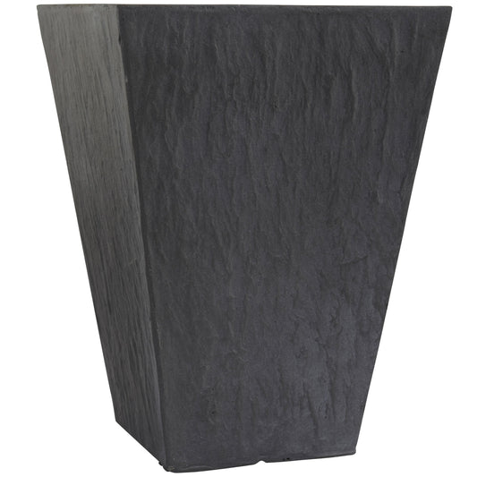 a black rectangular planter