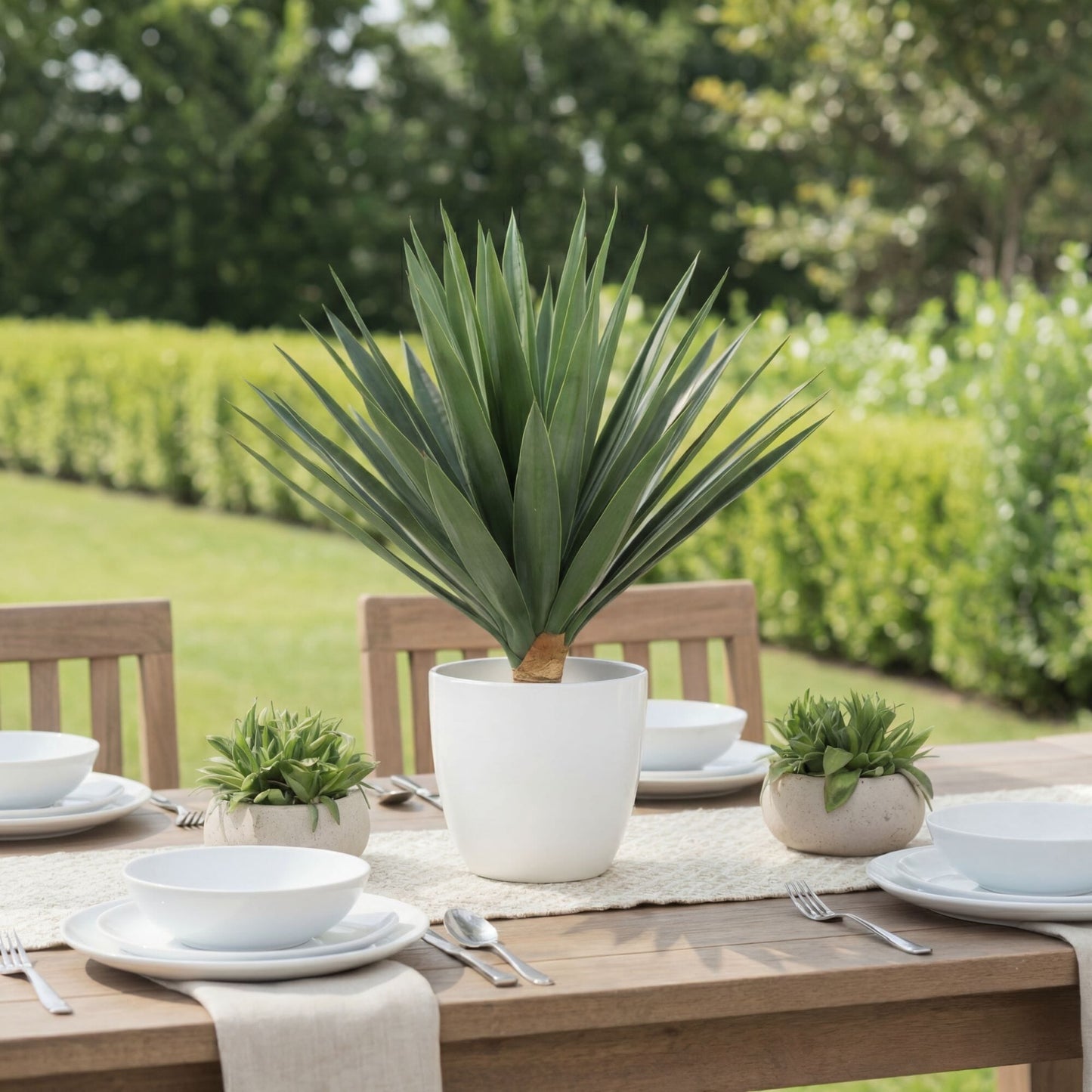 17” UV Resistant Artificial Agave Plant in White Planter (Indoor/Outdoor)
