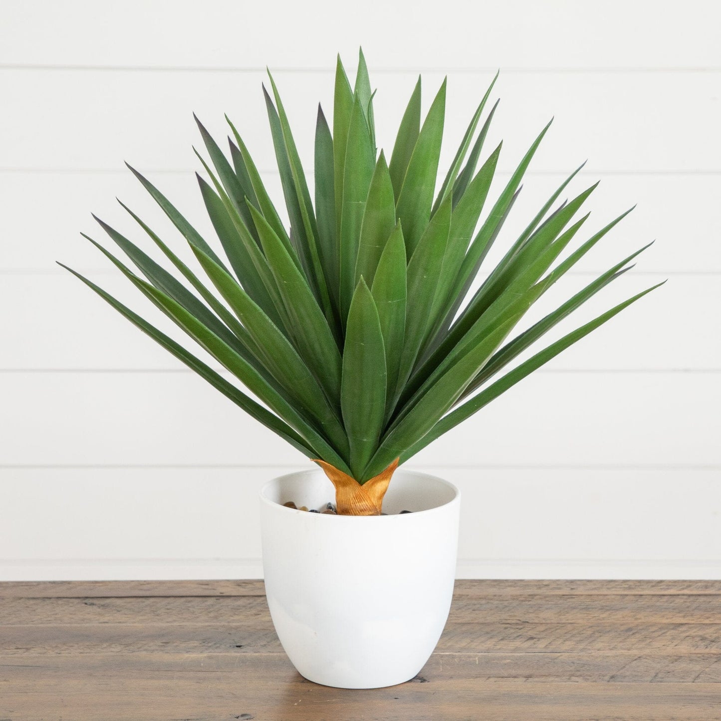 17” UV Resistant Artificial Agave Plant in White Planter (Indoor/Outdoor)
